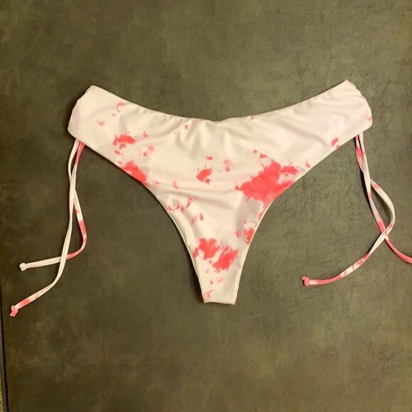 Pretty Little Things Pink Tie Dye Tie Side Cheeky Bum Bikini Bottom - Picture 7 of 9